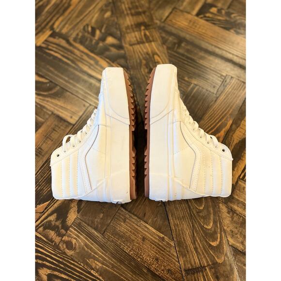 Vans Sk8 Hi Stacked High Top Platform Sneakers White Shoes Women 7 Skateboarding - Picture 10 of 16